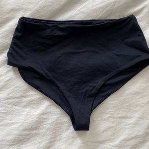 Never worn! Poolside bikini bottom. High-waisted black bathing suit bottom!